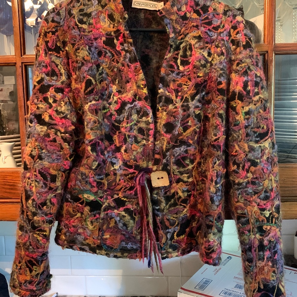 Canvasbacks vintage knit blazer with wood‎ button